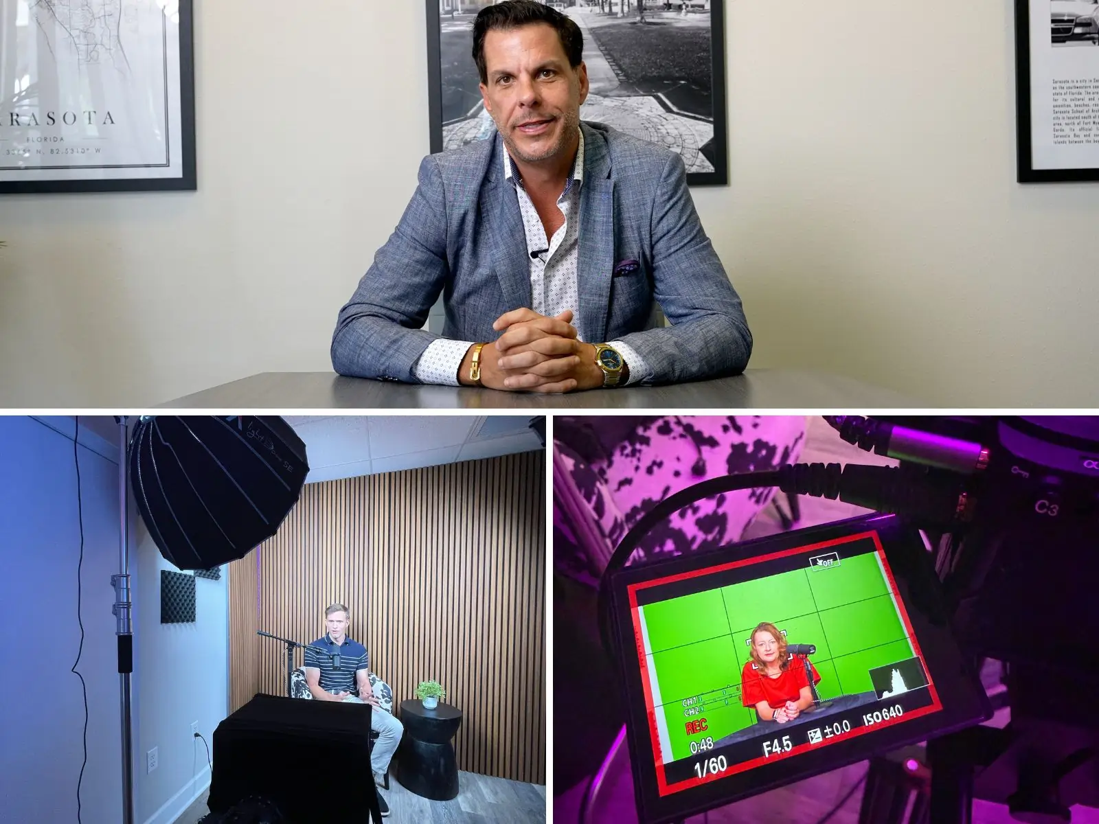 Medway Realty agents filming professional video testimonials in the company studio.