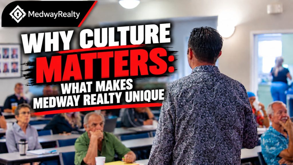 Medway Realty broker addressing a room of seated agents during a training session, illustrating why company culture matters